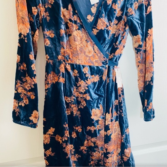 Anthropologie Velvet Burnout Wrap Dress - Picture 3 of 6